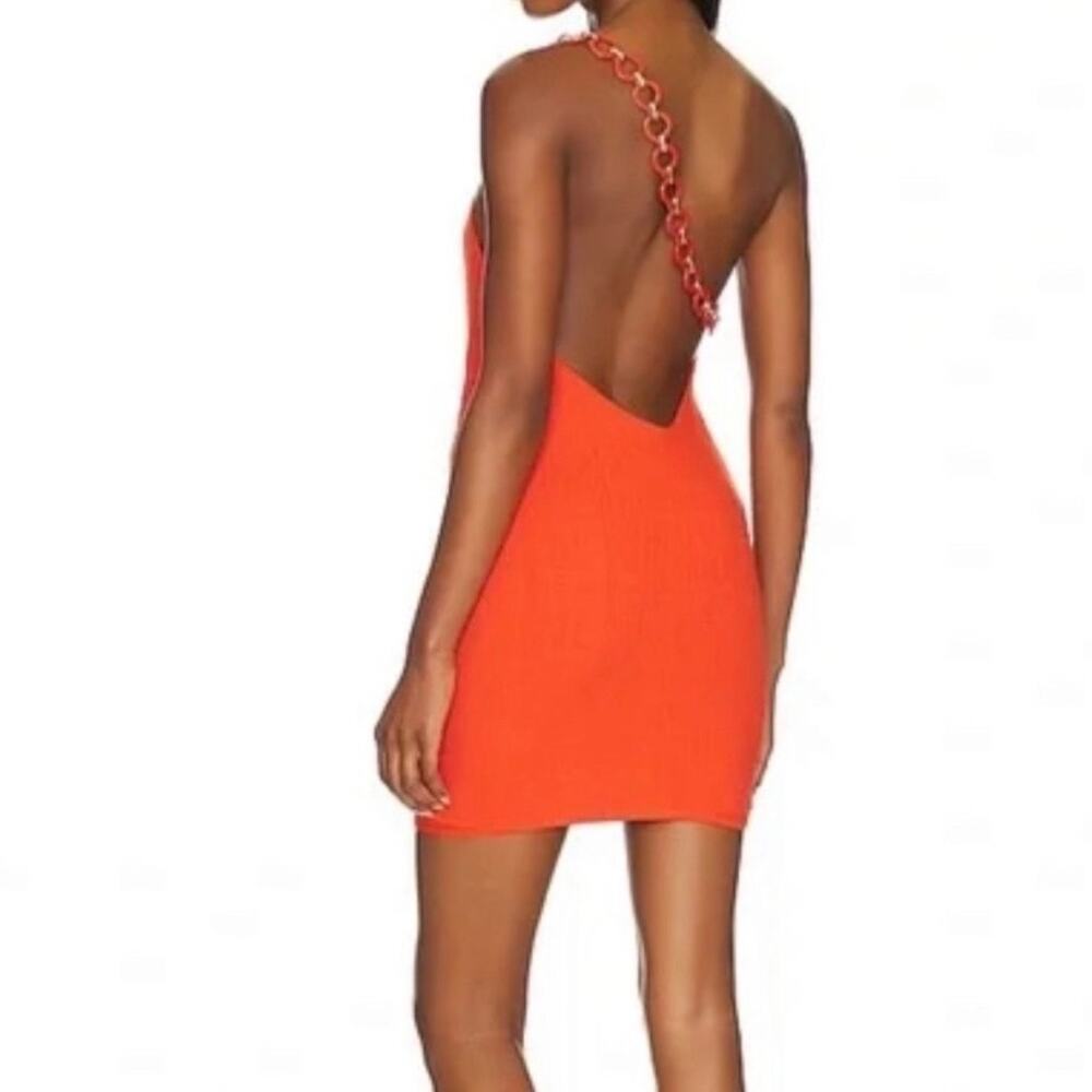 Camila Coelho Vibrant Orange Chain-Link Mini Dress XS